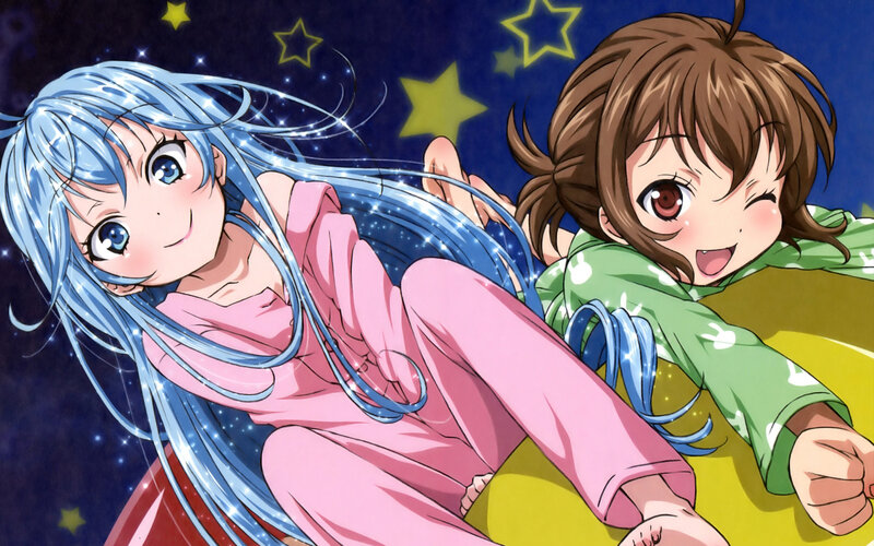 Two Girls in Pajamas — Blue, Playful