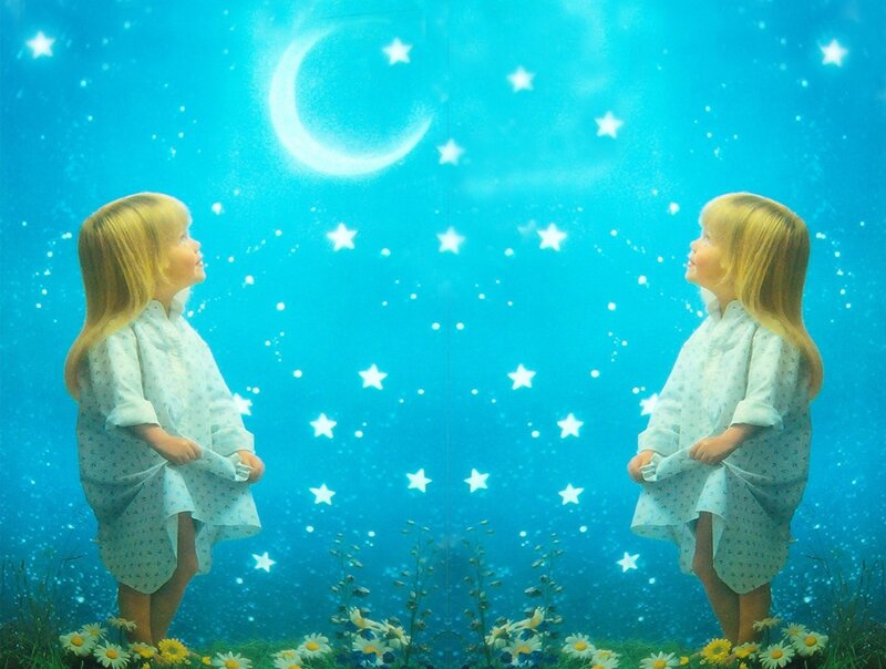 Two Girls in Pajamas — Blue