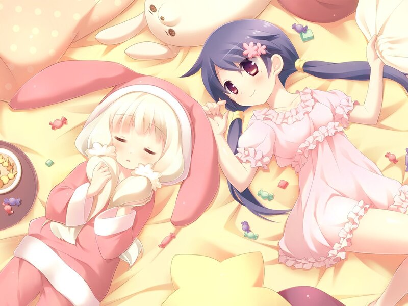 Two Girls in Pajamas — Pink, Peaceful, Morning