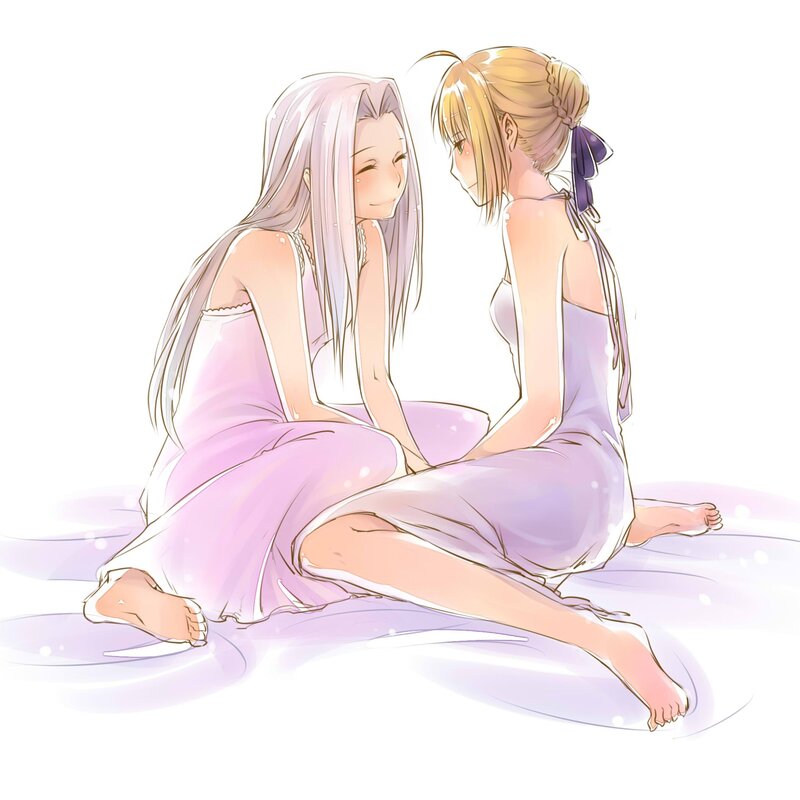 Two Girls in Pajamas — Purple, Peaceful, Anime