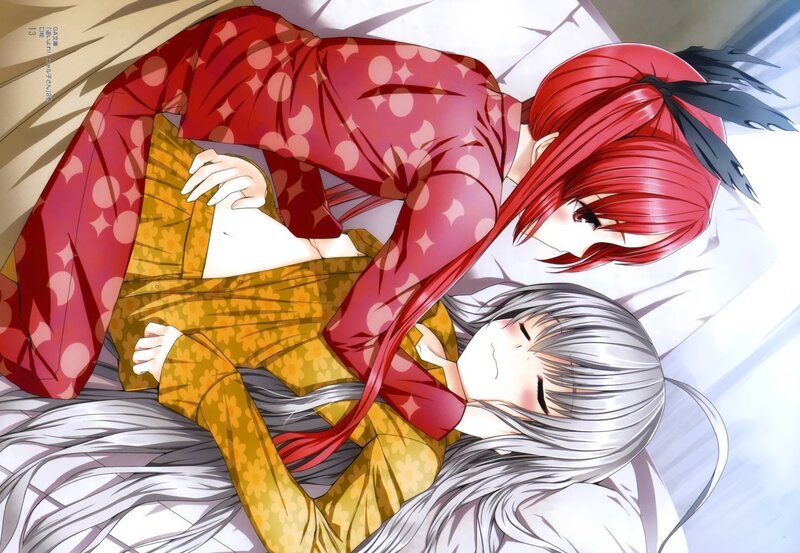 Two Girls in Pajamas — Red
