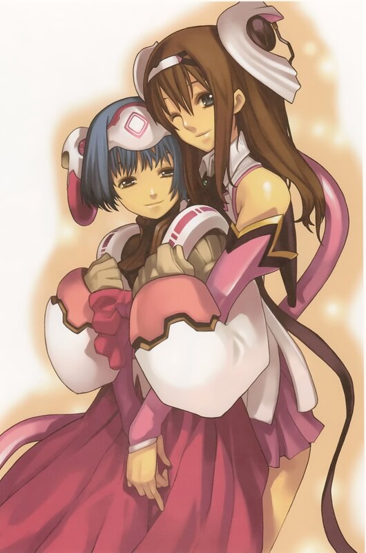 two girls in pink and white outfits