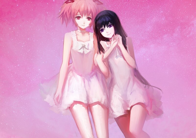 two girls in pink dresses