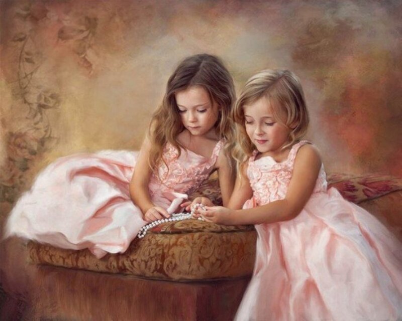 Two Girls in Pink Dresses — Serene