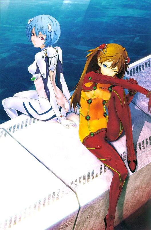 Two girls in plugsuits by water