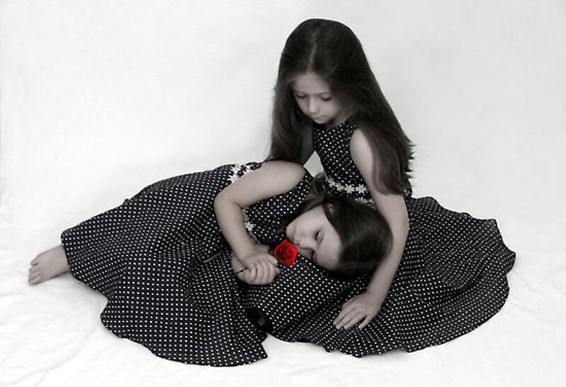 Two Girls in Polka-dot Dresses