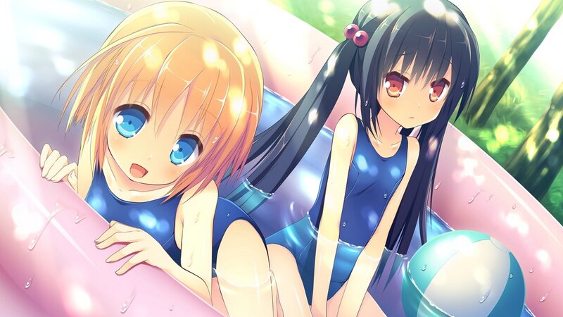 Two Girls in Pool — Blue, Playful, Summer