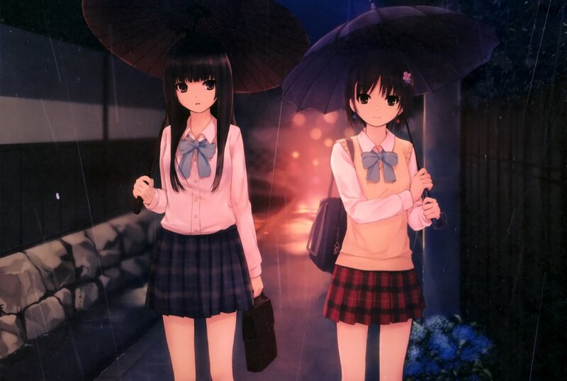 Two Girls in Rain — Black