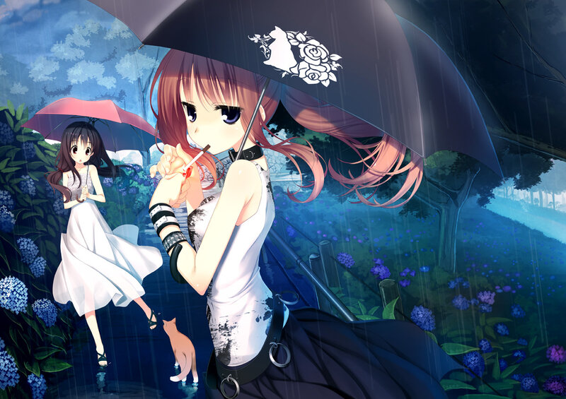 Two Girls in Rain — Blue