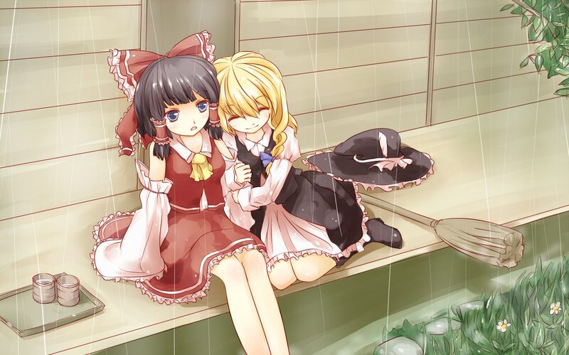 Two Girls in Rain — Red