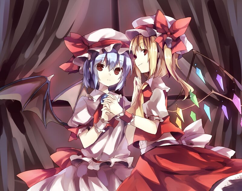 two girls in red and white dresses