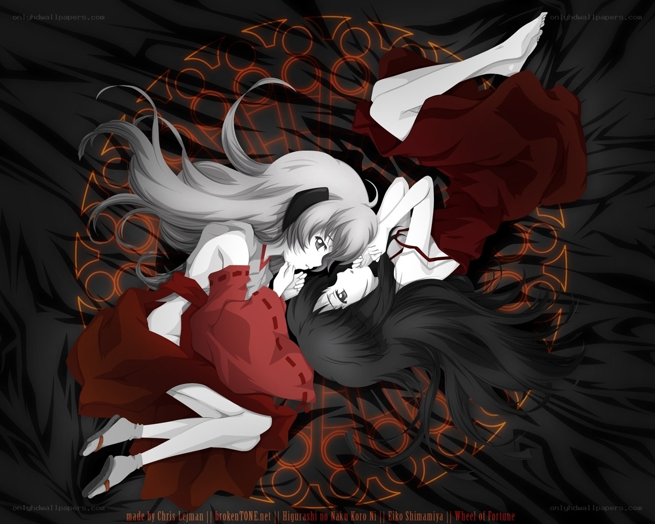 Two girls in red and white