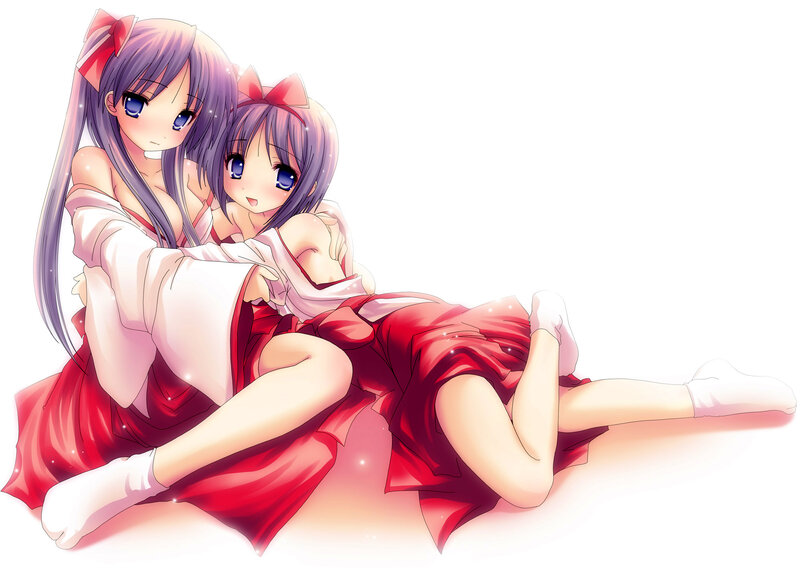 Two girls in red dresses