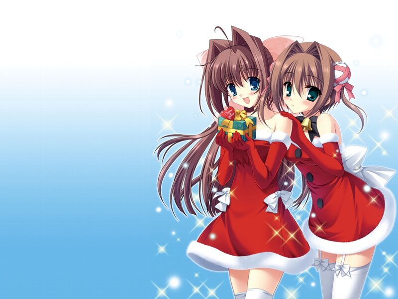 Two Girls in Red Dresses — Festive, Anime