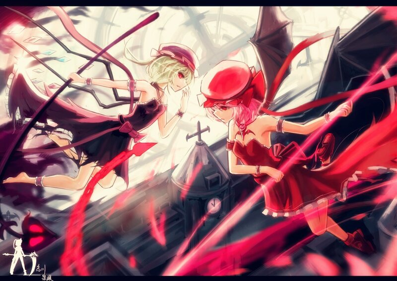 Two girls in red dresses fighting