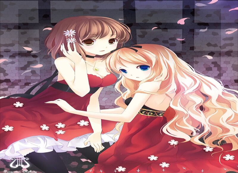Two Girls in Red Dresses — Serene, Anime
