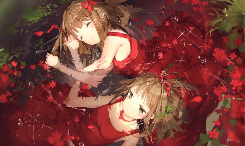 Two Girls in Red Dresses — Serene, Night
