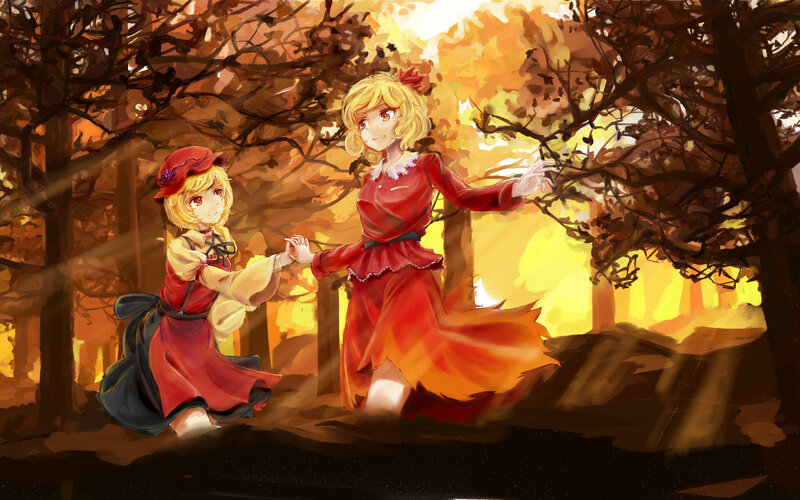 Two Girls in Red Dresses — Warm