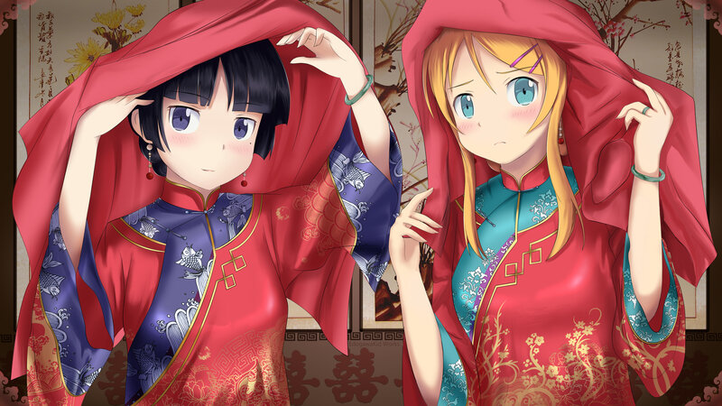 Two Girls in Red Robes