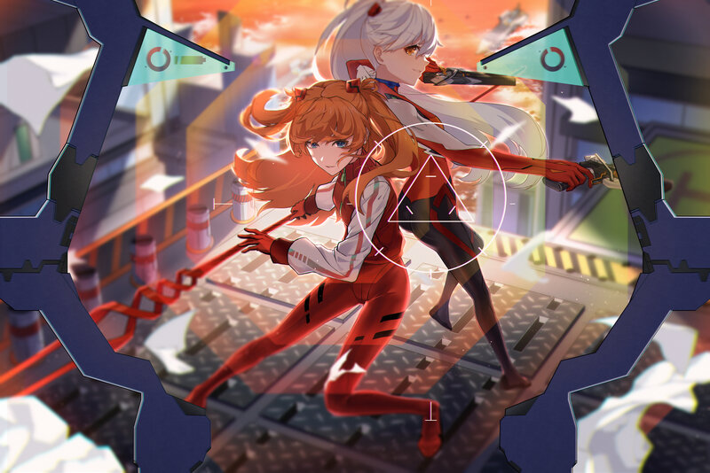 Two Girls in Red Suits — Dramatic