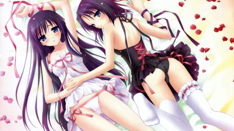 Two girls in ribbons and dresses