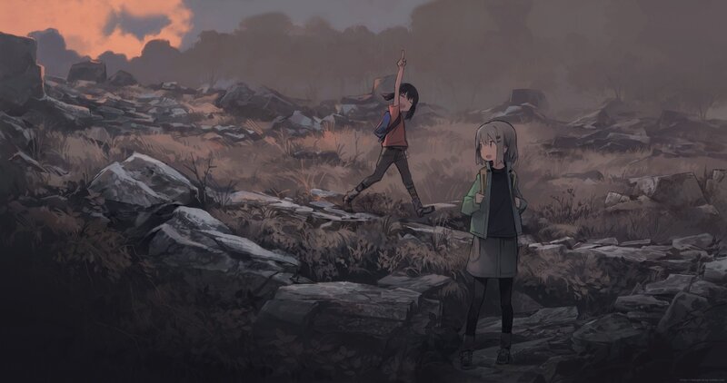 Two Girls in Rocky Terrain
