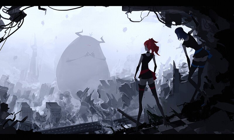 Two Girls in Ruins — Gray