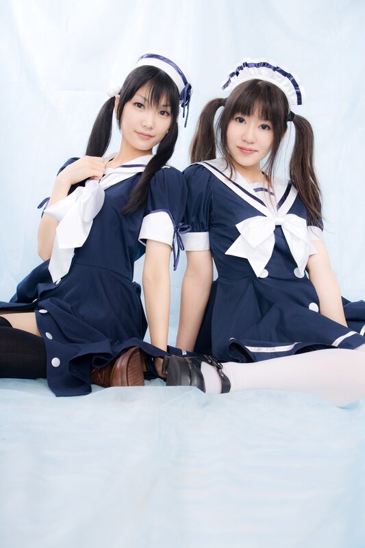 Two Girls in Sailor Uniforms — Blue, Calm