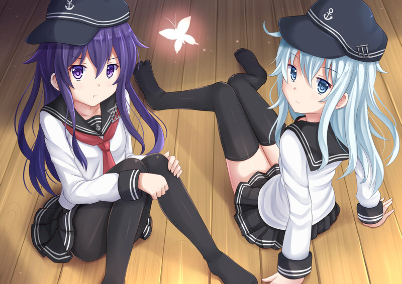 Two Girls in Sailor Uniforms — Purple