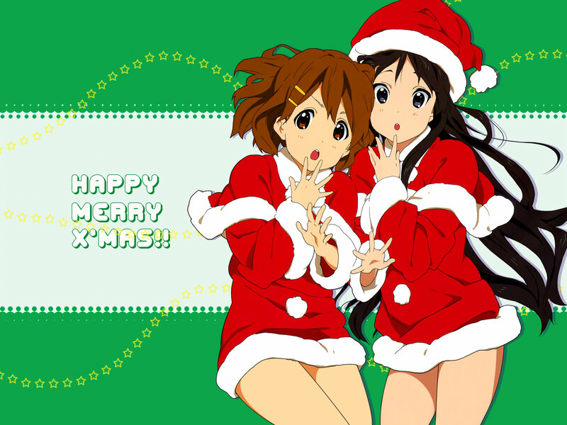 Two Girls in Santa Outfits — Green