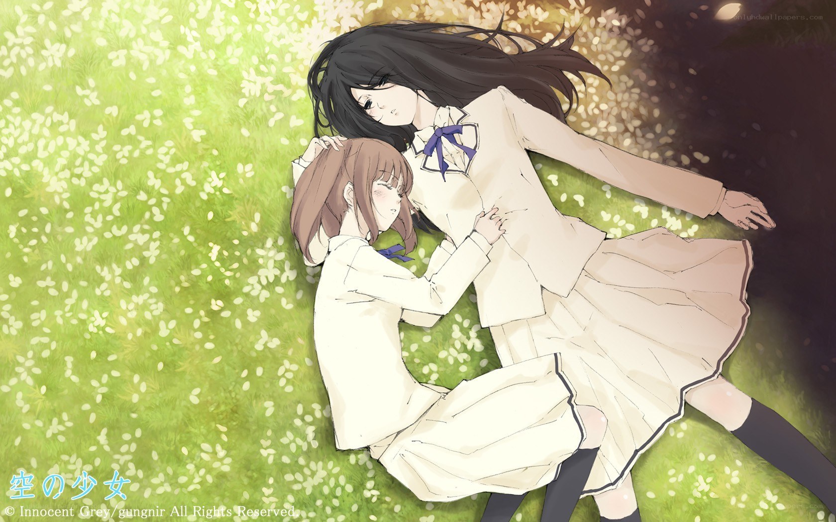 Two girls in school uniforms