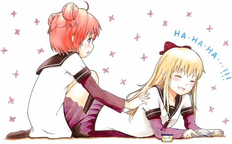 Two girls in school uniforms