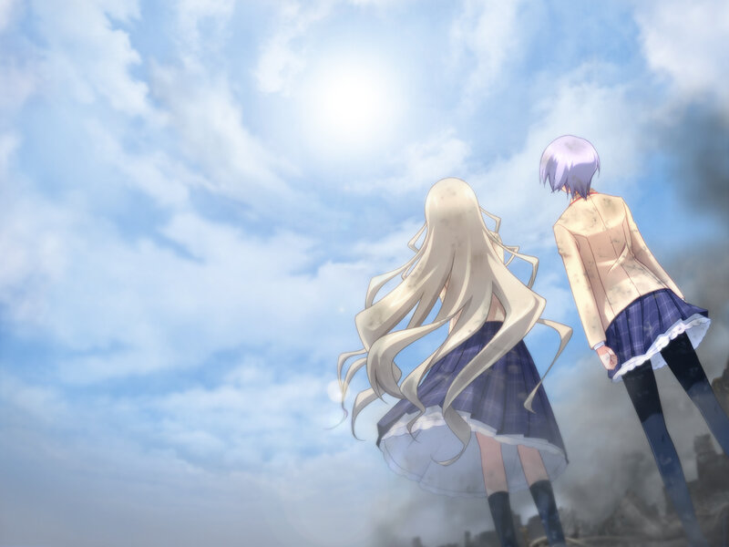 Two girls in school uniforms
