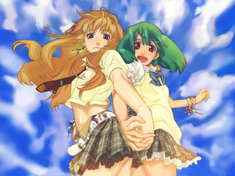 Two girls in school uniforms