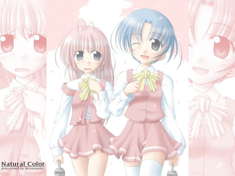 Two girls in school uniforms