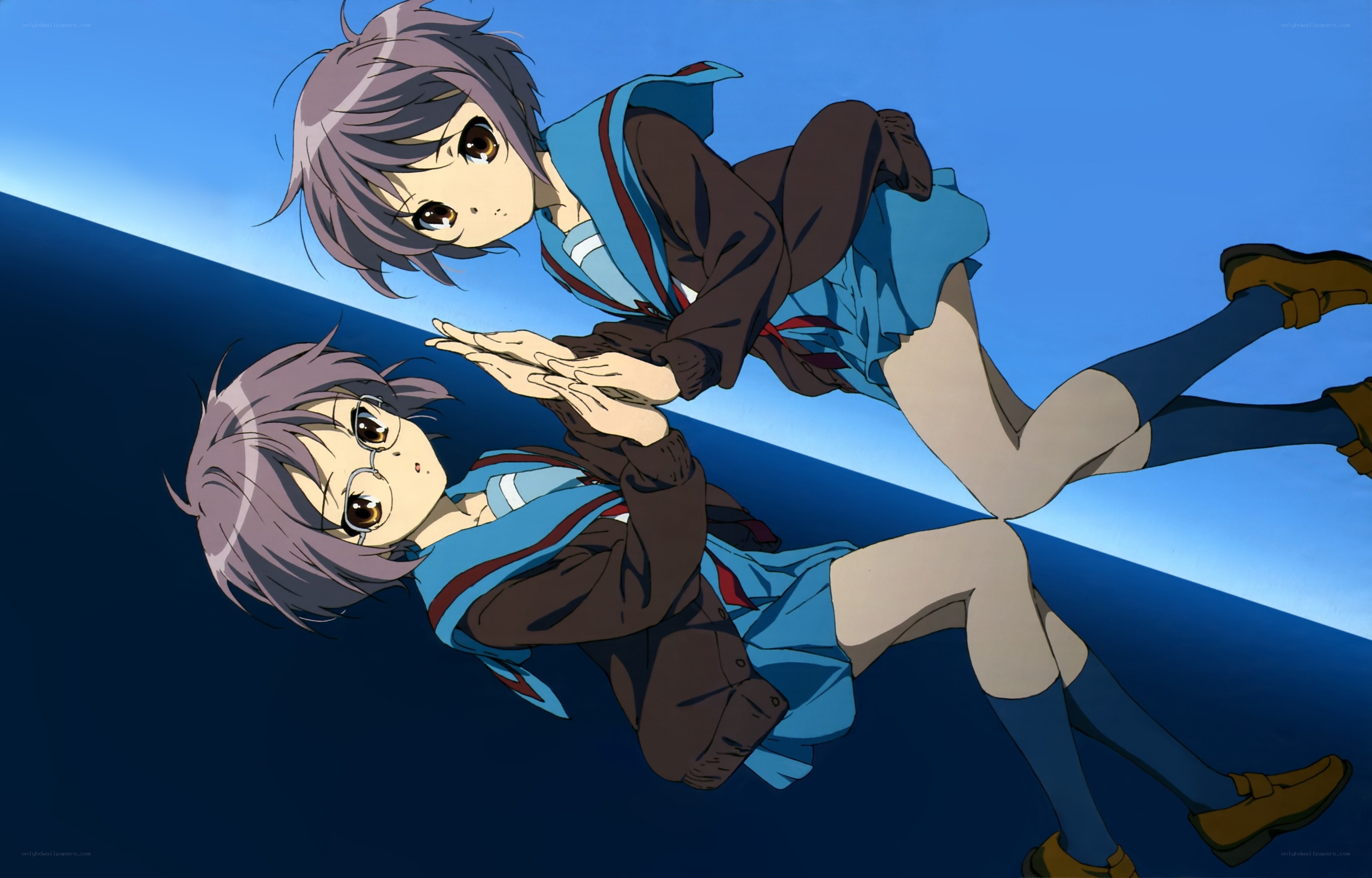 Two girls in school uniforms