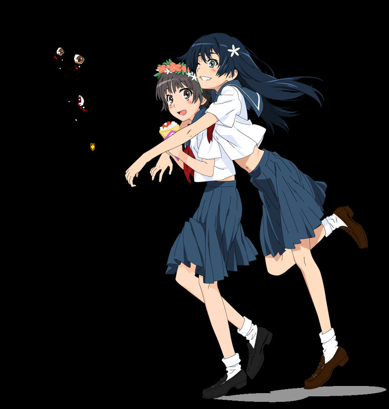 Two girls in school uniforms