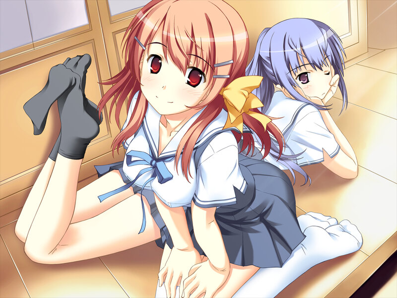 Two girls in school uniforms