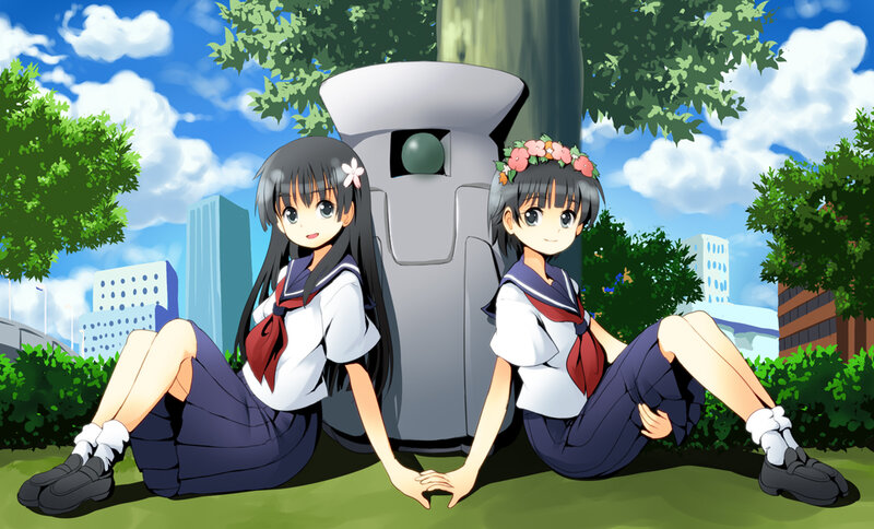Two girls in school uniforms