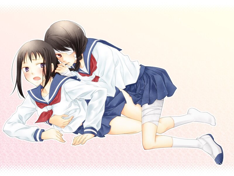 Two girls in school uniforms