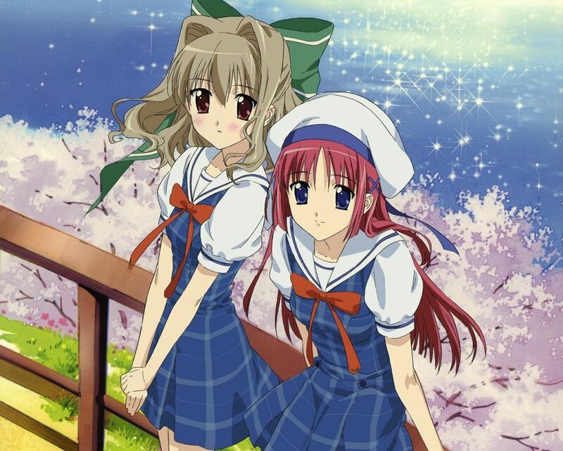 Two girls in school uniforms