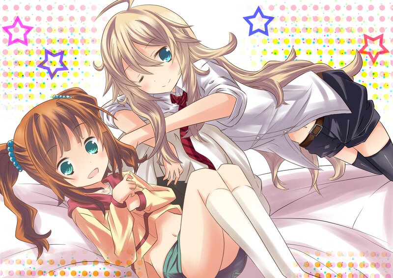 Two girls in school uniforms