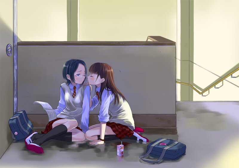 Two girls in school uniforms