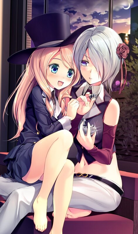Two girls in school uniforms