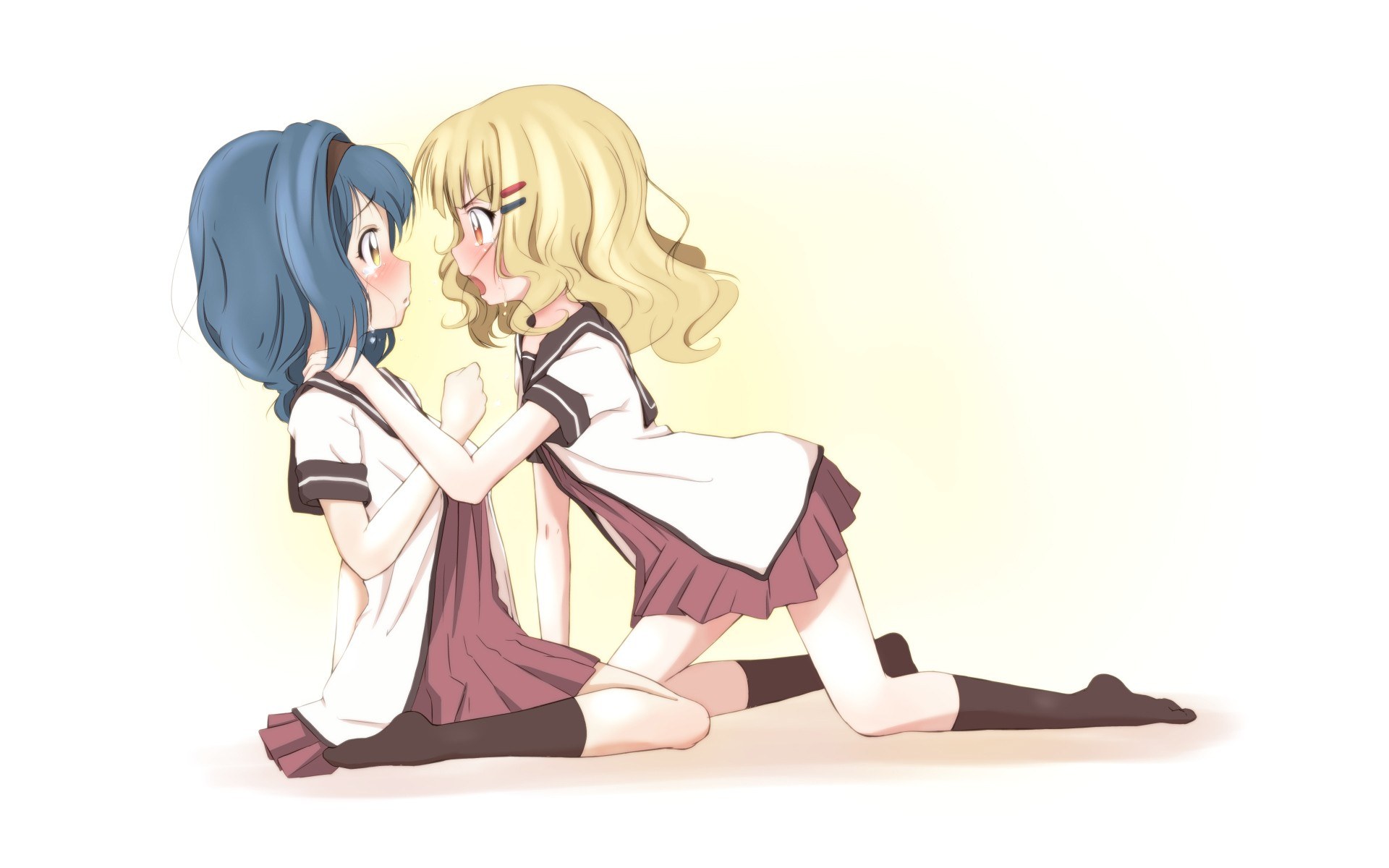 Two girls in school uniforms