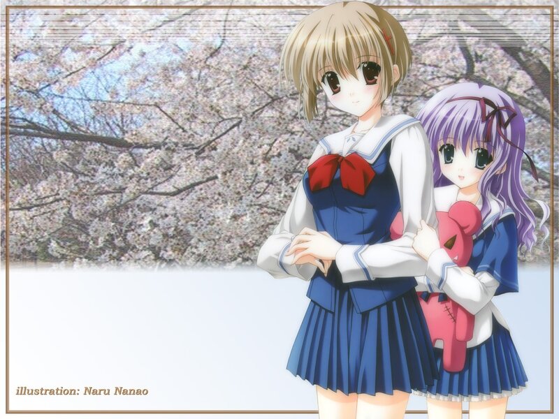 Two girls in school uniforms