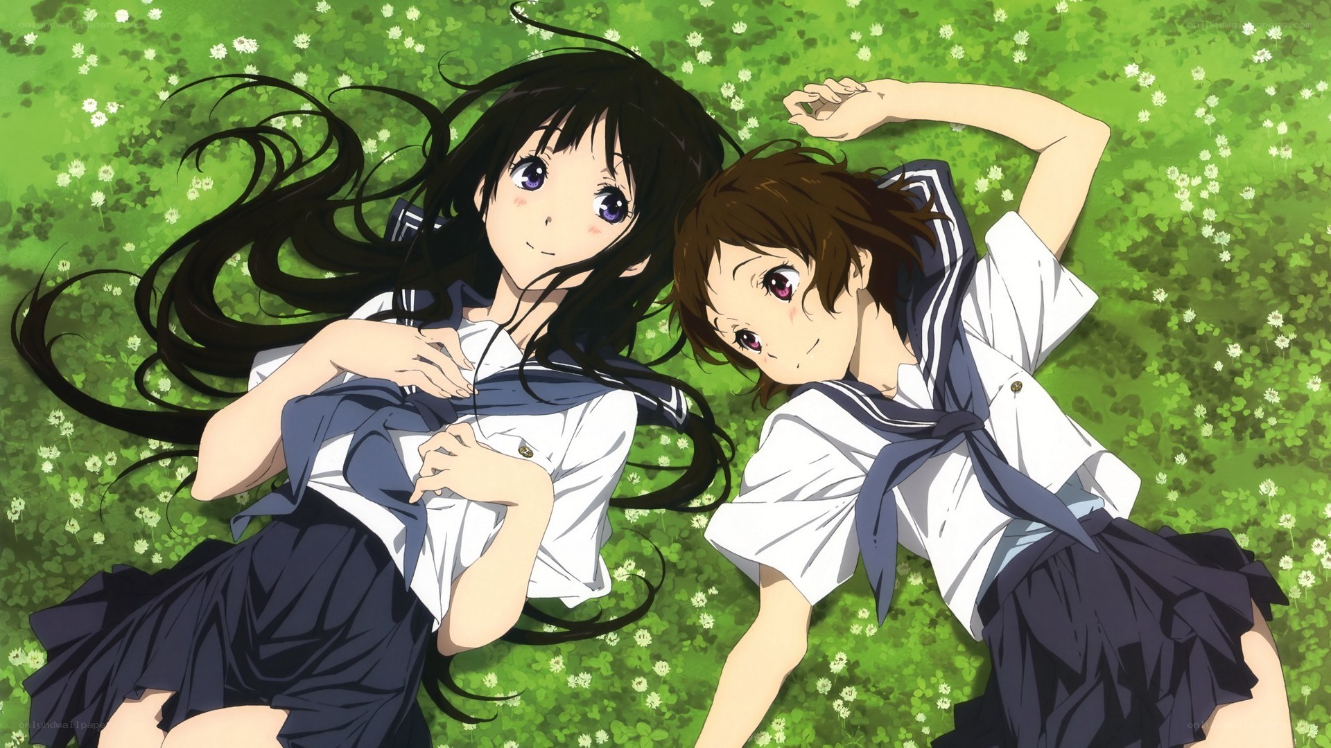 Two girls in school uniforms