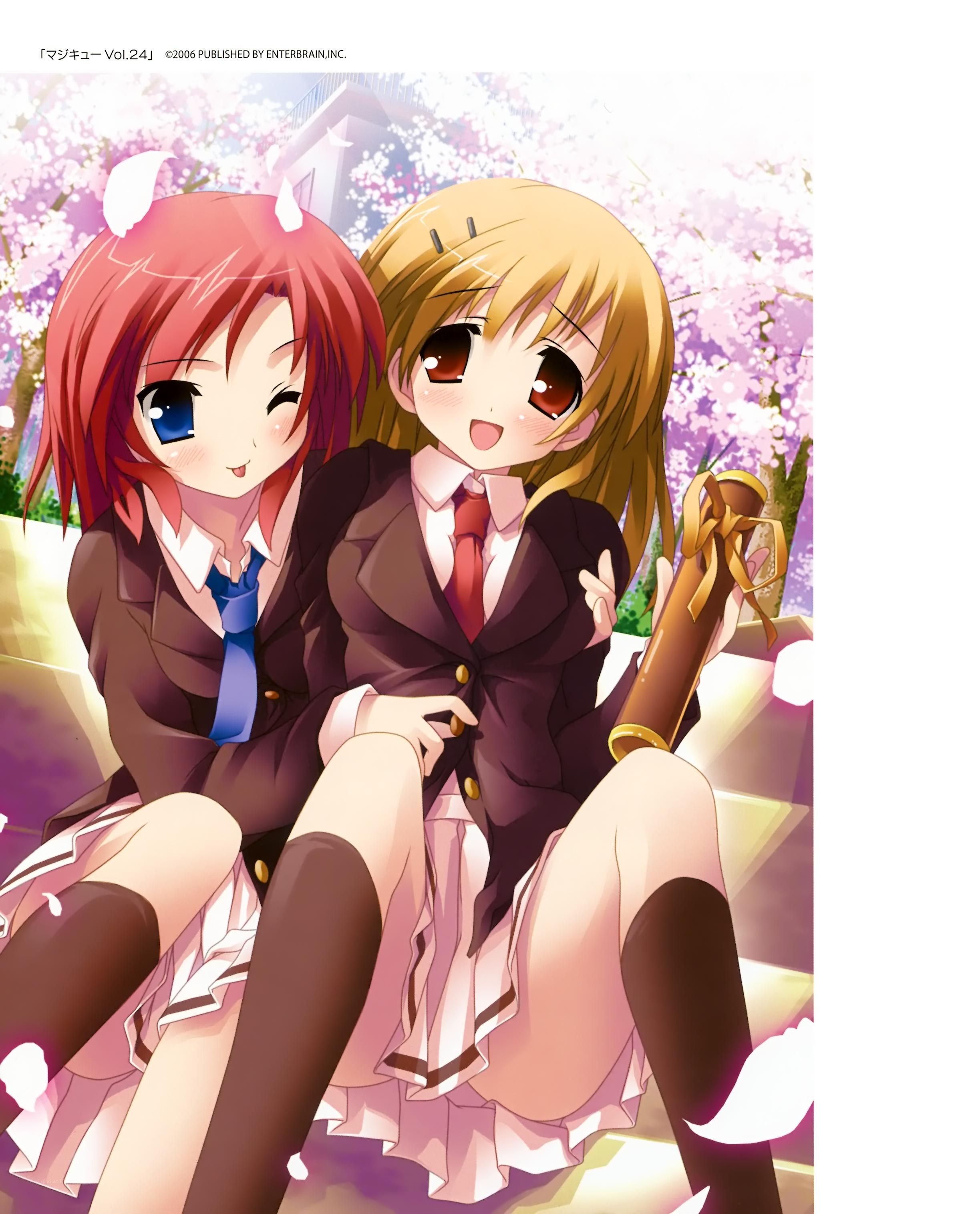 Two girls in school uniforms