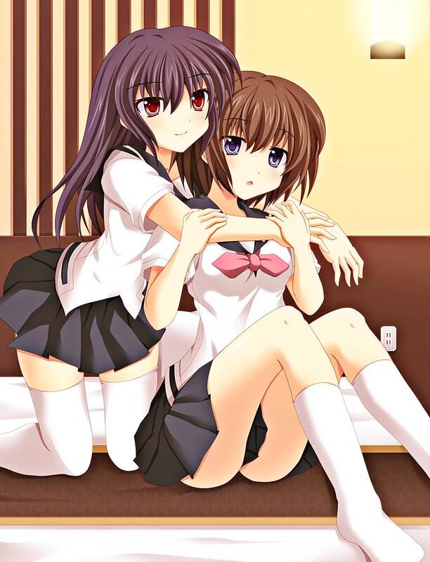 Two girls in school uniforms