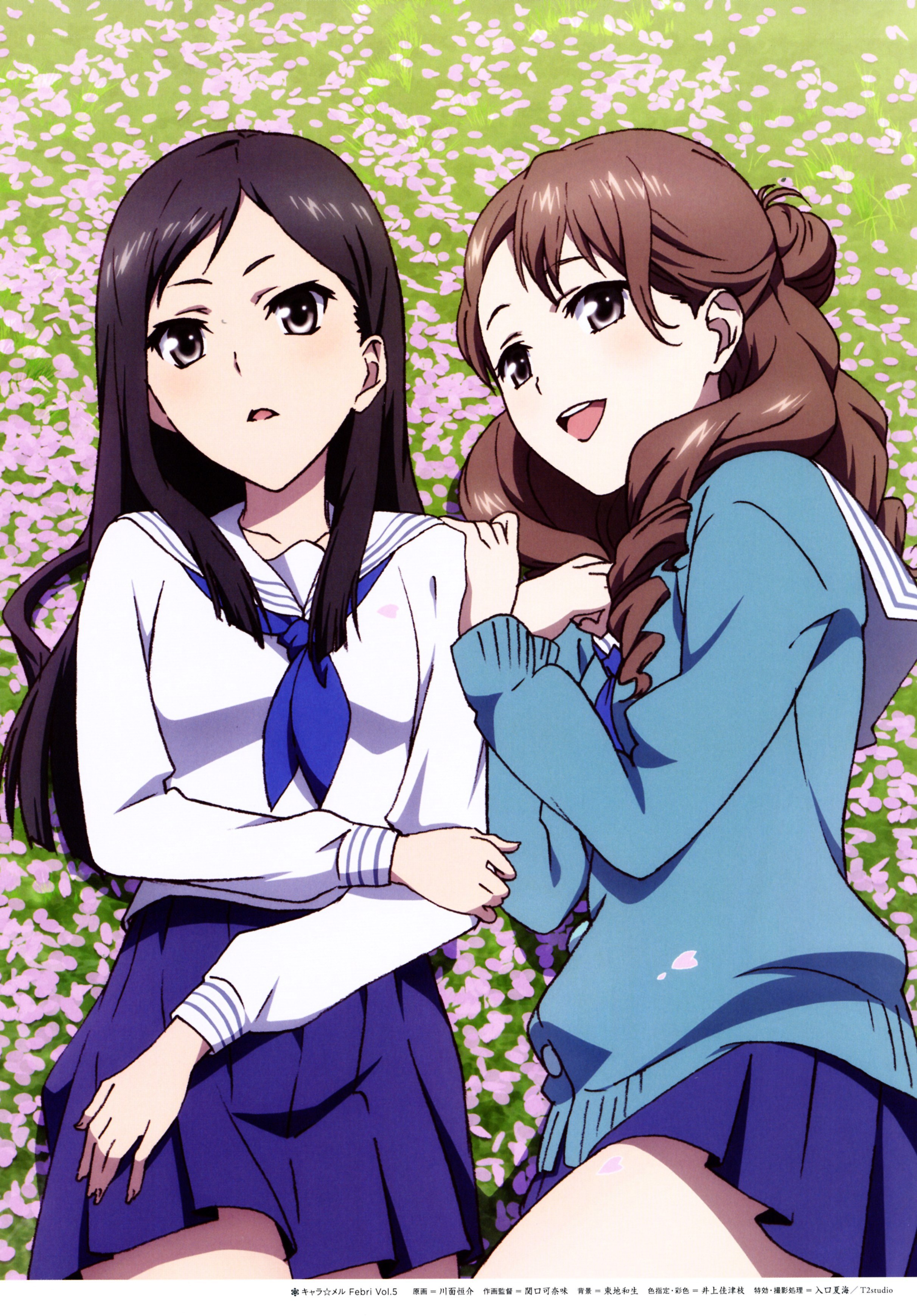 Two girls in school uniforms
